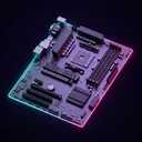 Illustration: ein Mainboard mit leerem Sockel und Steckplätzen