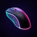 Illustration: eine Gaming-Maus mit Leuchtstreifen